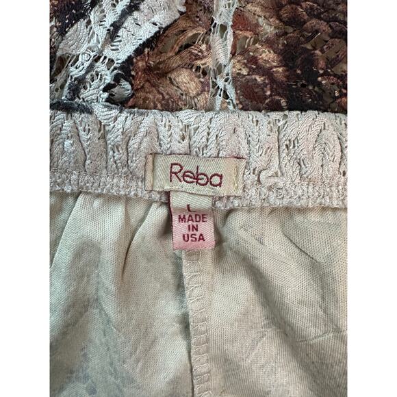 Reba brown yellow print pleated pull on boho maxi skirt size Large - Picture 4 of 16